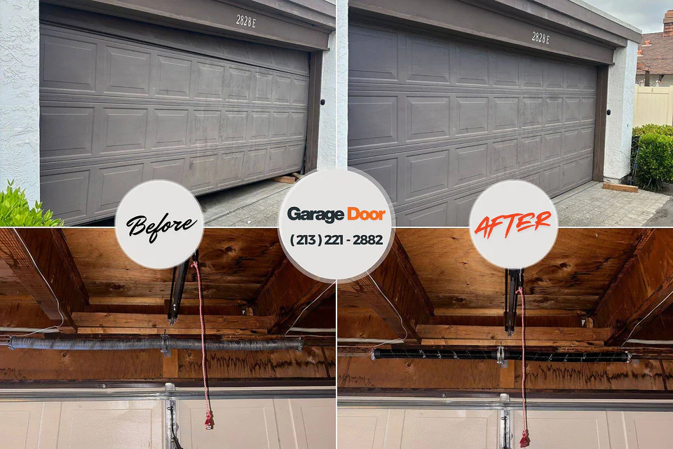 Before and after: garage door repair Amherst, WI